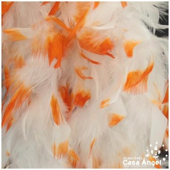 BOA DE PLUMAS 190cm BLANCA CON PUNTA NARANJA 80gr