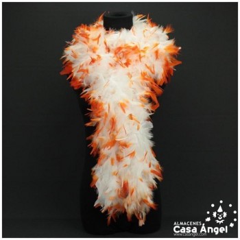 BOA DE PLUMAS 190cm BLANCA CON PUNTA NARANJA 80gr