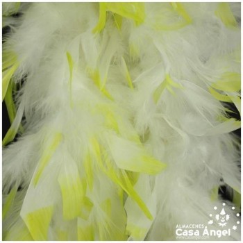 BOA DE PLUMAS 190cm BLANCA CON PUNTA PISTACHO 80gr
