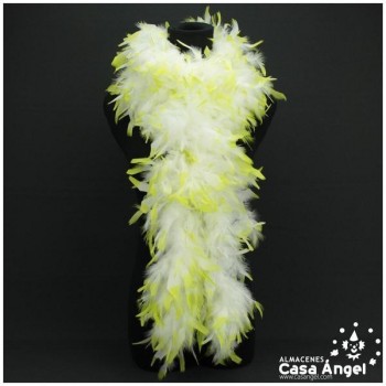 BOA DE PLUMAS 190cm BLANCA CON PUNTA PISTACHO 80gr
