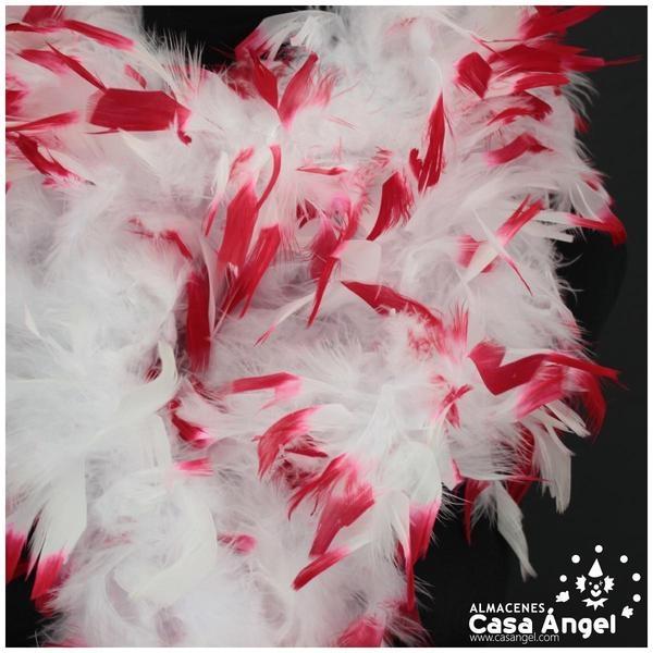 BOA DE PLUMAS 190cm BLANCA CON PUNTA ROJA 80gr