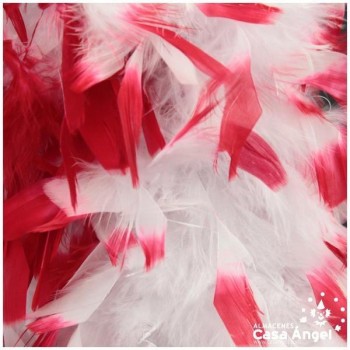BOA DE PLUMAS 190cm BLANCA CON PUNTA ROJA 80gr