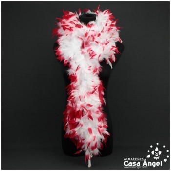 BOA DE PLUMAS 190cm BLANCA CON PUNTA ROJA 80gr