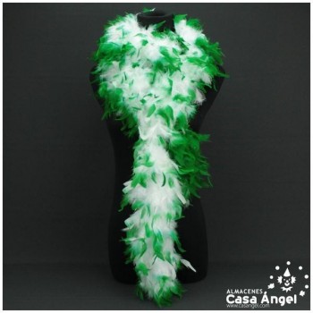 BOA DE PLUMAS 190cm BLANCA CON PUNTA VERDE 80gr