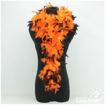 BOA DE PLUMAS 190cm NARANJA CON PUNTA NEGRA 80gr