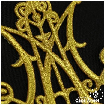 APLICACIÓN RELIGIOSA AVE MARÍA TERMOADHESIVA PLATA Y ORO 9X10cm
