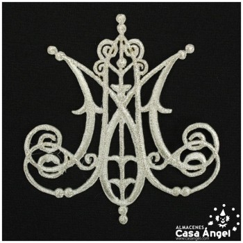 APLICACIÓN RELIGIOSA AVE MARÍA TERMOADHESIVA PLATA Y ORO 9X10cm