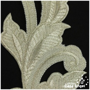 PAR DE APLICACIONES FLORALES TERMOADHESIVAS COLOR PLATA 190X75mm