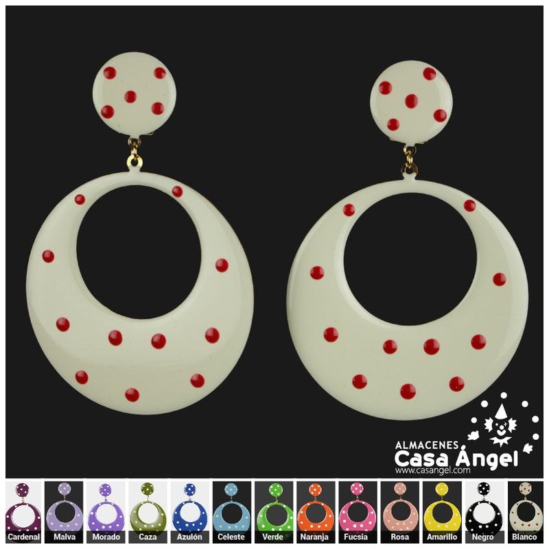 PENDIENTES DE ARO DE METAL ESMALTADO CON TOPOS