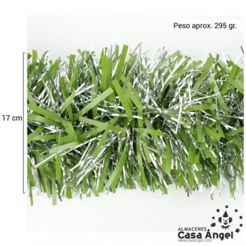 ESPUMILLÓN NAVIDAD VERDE Y PLATA 200cm