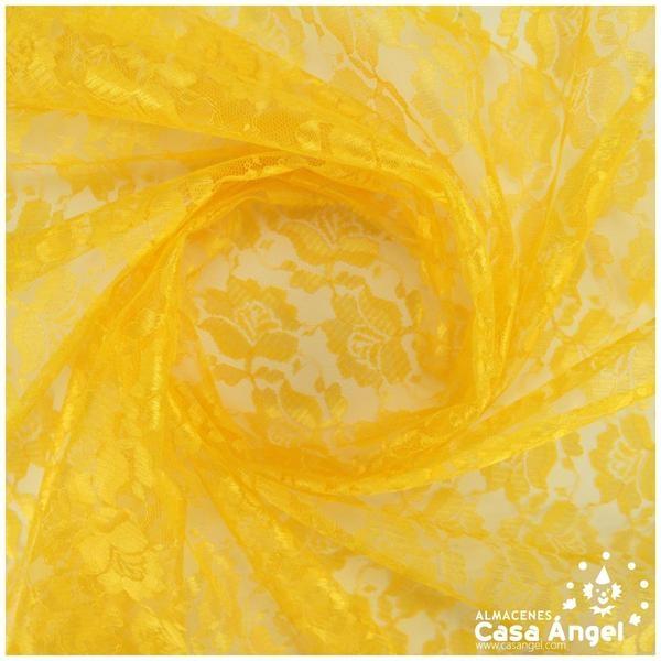 ENCAJE DE FLORES AMARILLO SERIE POLEN 150cm