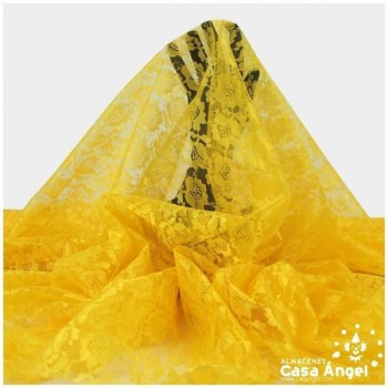 ENCAJE DE FLORES AMARILLO SERIE POLEN 150cm