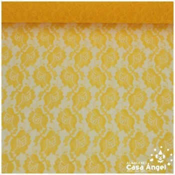 ENCAJE DE FLORES AMARILLO SERIE POLEN 150cm