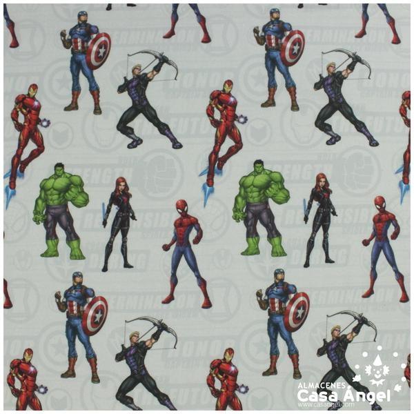 TELA ALGODÓN PERCAL LICENCIA 150cm MARVEL MANÍA GRIS B