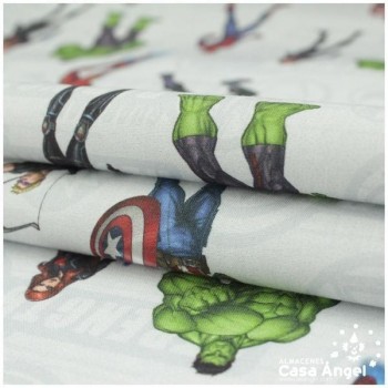 TELA ALGODÓN PERCAL LICENCIA 150cm MARVEL MANÍA GRIS B