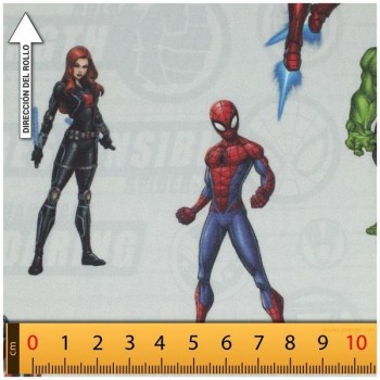 TELA ALGODÓN PERCAL LICENCIA 150cm MARVEL MANÍA GRIS B