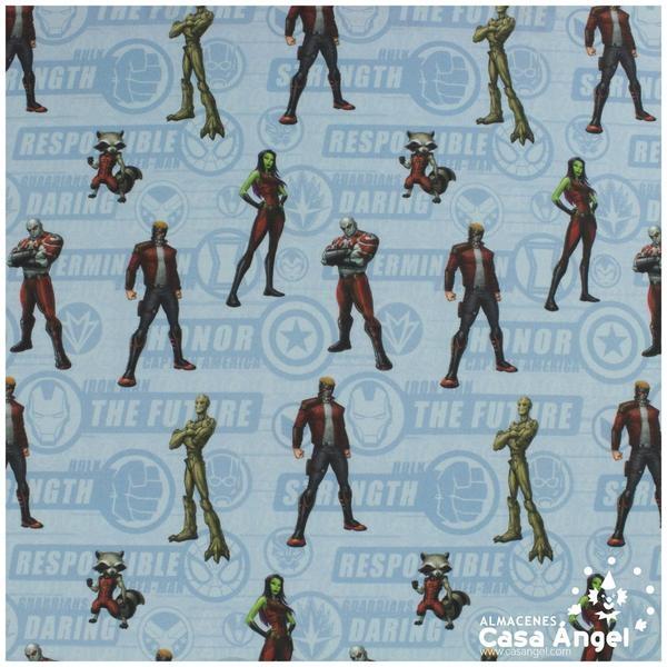 TELA ALGODÓN PERCAL LICENCIA 150cm MARVEL MANÍA AZUL D