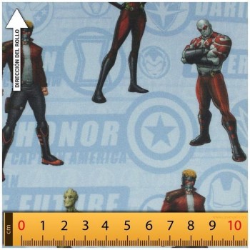 TELA ALGODÓN PERCAL LICENCIA 150cm MARVEL MANÍA AZUL D