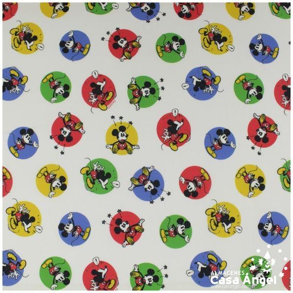 TELA ALGODÓN PERCAL LICENCIA 150cm MICKEY STICKERS