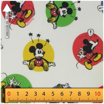 TELA ALGODÓN PERCAL LICENCIA 150cm MICKEY STICKERS