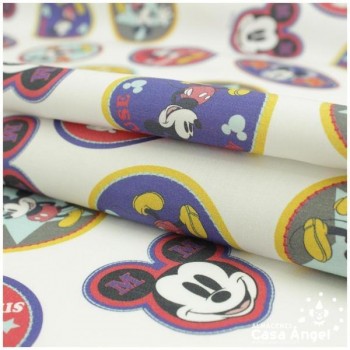 TELA ALGODÓN PERCAL LICENCIA 150cm MICKEY MOUSE ESCUDOS