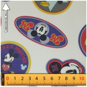 TELA ALGODÓN PERCAL LICENCIA 150cm MICKEY MOUSE ESCUDOS