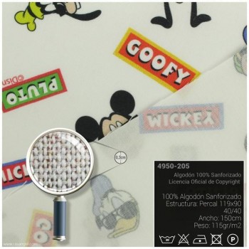 TELA ALGODÓN PERCAL LICENCIA 150cm MICKEY SUMMER