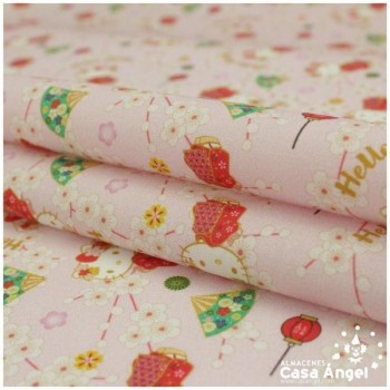 TELA ALGODÓN PERCAL LICENCIA 150cm HELLO KITTY KIMONO B