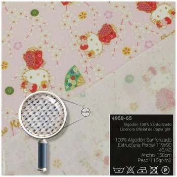TELA ALGODÓN PERCAL LICENCIA 150cm HELLO KITTY KIMONO B