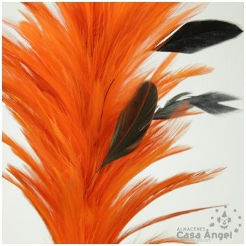 POMO DE PLUMAS DE GALLO NARANJA COMBINADAS 30cm BOLSA 2uds