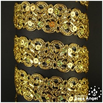 PASAMANERÍA ONDAS PARALELAS CON LENTEJUELAS 40mm