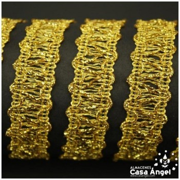 GALÓN DORADO DOBLE HILO CON PUNTADA ZIGZAG 13mm