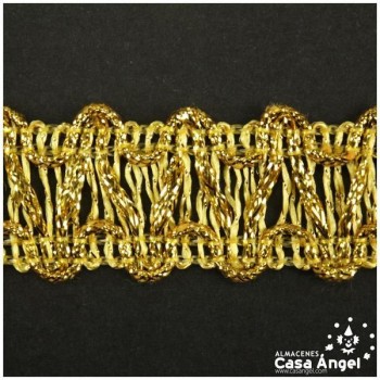 GALÓN DORADO DOBLE HILO CON PUNTADA ZIGZAG 13mm