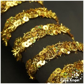 GALÓN DORADO CON PUNTADA DE ONDAS CRUZADAS 17mm