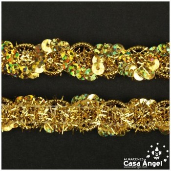 GALÓN DORADO CON PUNTADA DE ONDAS CRUZADAS 17mm