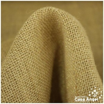 TELA ARPILLERA NATURAL CON HILOS METALIZADOS ORO 150cm