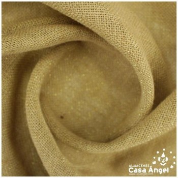 TELA ARPILLERA NATURAL CON HILOS METALIZADOS ORO 150cm