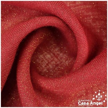 TELA ARPILLERA ROJA CON HILOS METALIZADOS ORO 150cm