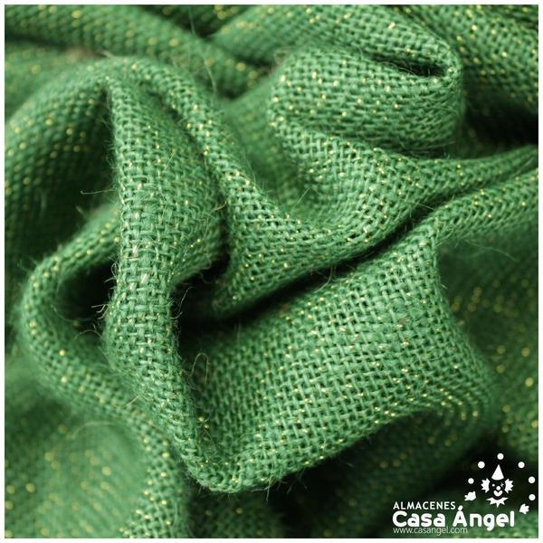 TELA ARPILLERA VERDE CON HILOS METALIZADOS ORO 150cm