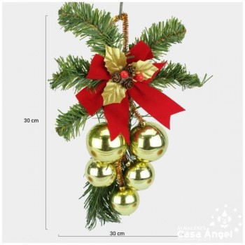 COLGANTE CON RACIMO DE BOLAS DE NAVIDAD DORADAS