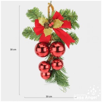 COLGANTE CON RACIMO DE BOLAS DE NAVIDAD ROJAS