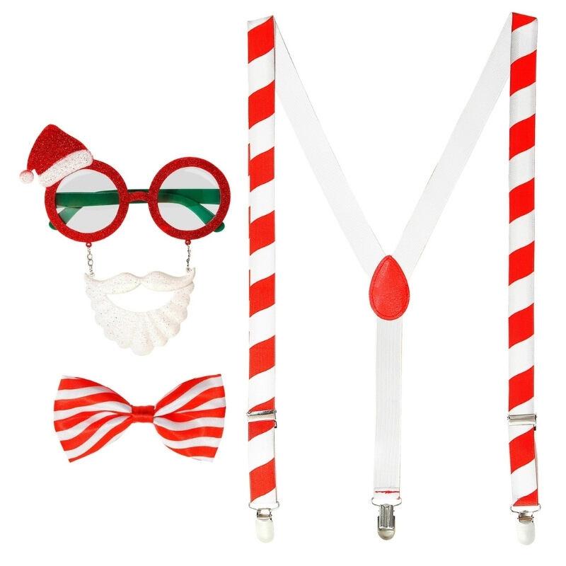 JUEGO DE PAPÁ NOEL CON GAFAS TIRANTES Y PAJARITA