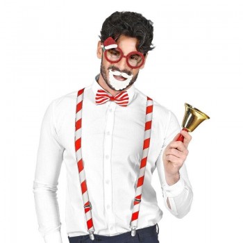 JUEGO DE PAPÁ NOEL CON GAFAS TIRANTES Y PAJARITA