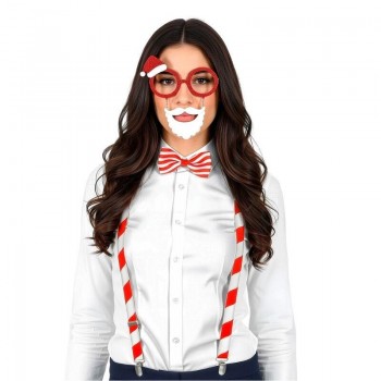 JUEGO DE PAPÁ NOEL CON GAFAS TIRANTES Y PAJARITA
