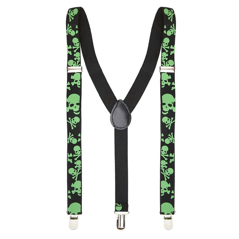 TIRANTES CALAVERA TÓXICA VERDE NEGRO HALLOWEEN