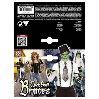 TIRANTES CALAVERA TÓXICA VERDE NEGRO HALLOWEEN