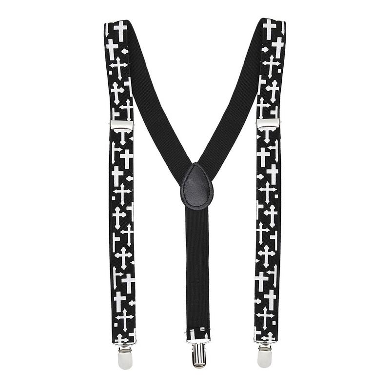 TIRANTES CRUZADAS ESTAMPADO CRUCES GÓTICO HALLOWEEN