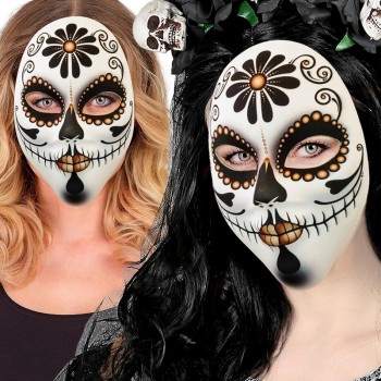 MÁSCARA DE TELA SEÑORA CATRINA DÍA DE LOS MUERTOS CALAVERA MEXICANA