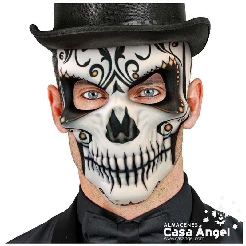 MÁSCARA DE TELA SEÑOR CATRÍN DÍA DE LOS MUERTOS CALAVERA MEXICANA