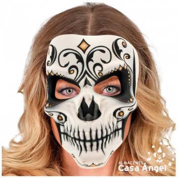 MÁSCARA DE TELA SEÑOR CATRÍN DÍA DE LOS MUERTOS CALAVERA MEXICANA